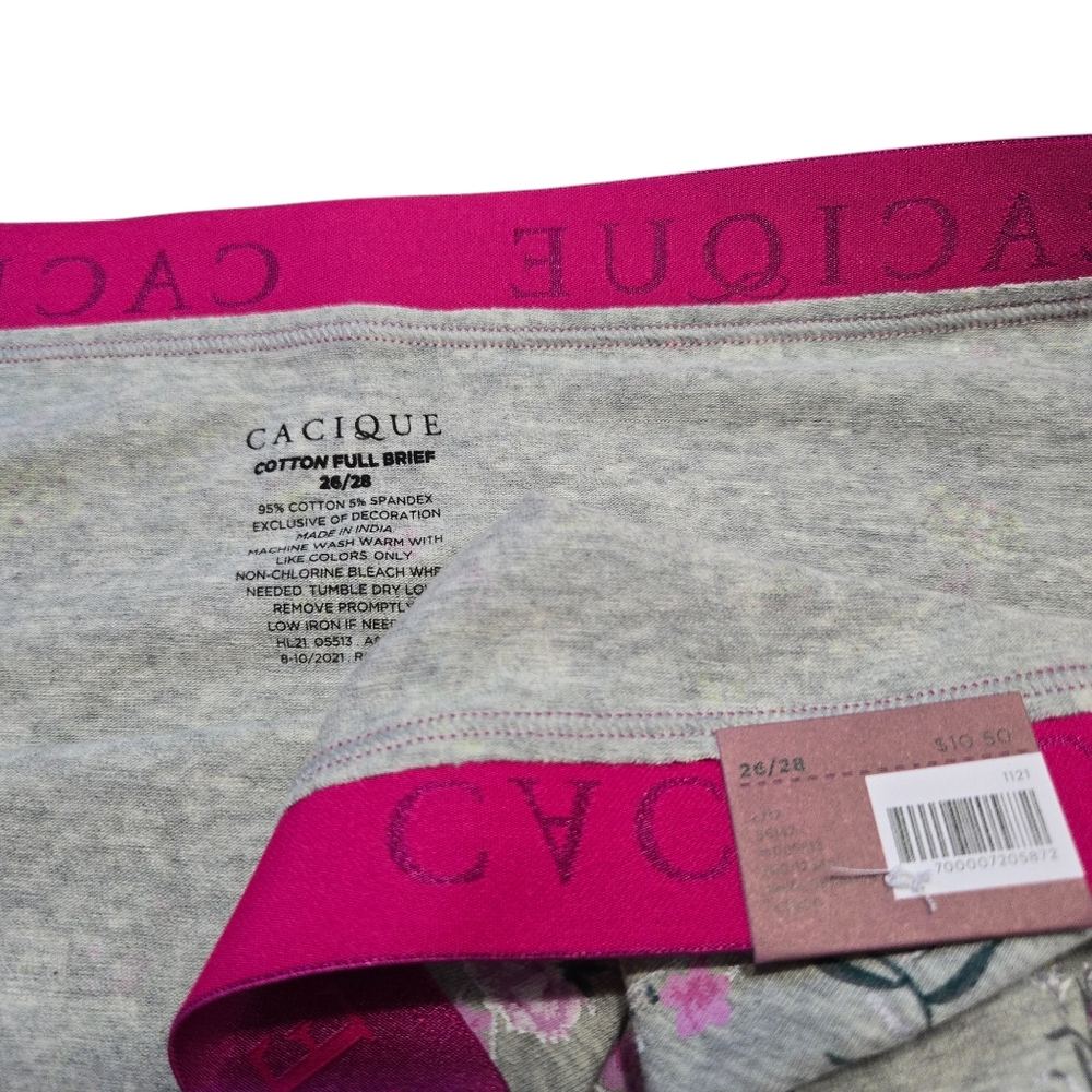 Lane Bryant Cacique 26/28 Cotton Full Brief Panty Grey Floral - Picture 4 of 5